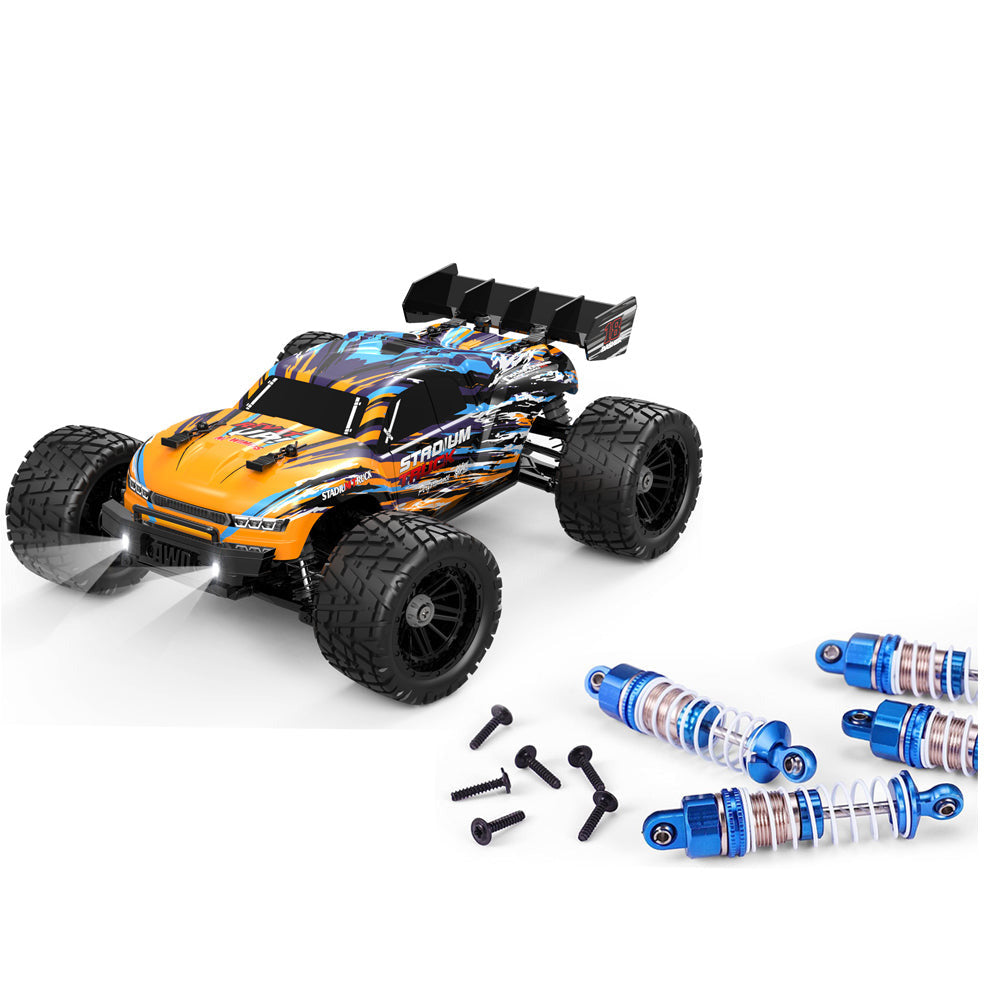 HAIBOXING 18858E (Orange) & 18HOP1: 1/18 RC Truck with Full Metal Oil-Filled Shock Upgrade Set