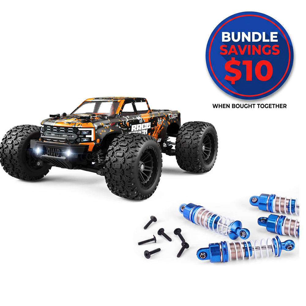 HAIBOXING 18859E (Orange) & 18HOP1: 1/18 RC Truck with Full Metal Oil-Filled Shock Upgrade Set