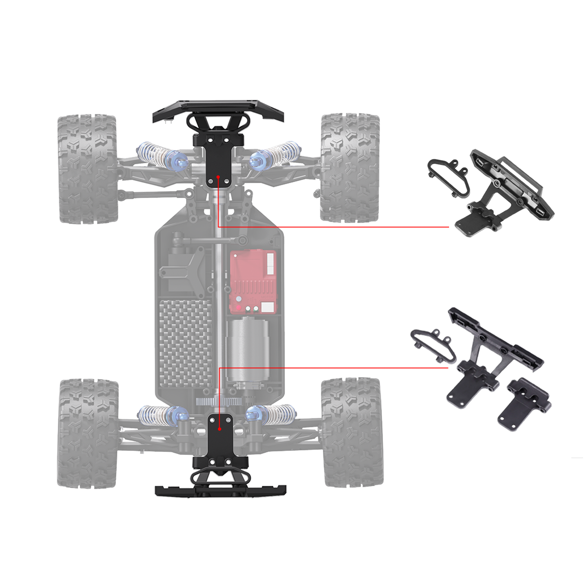 HAIBOXING M1803+M1804 Front/Rear Bumper + Brace for 18859,18858