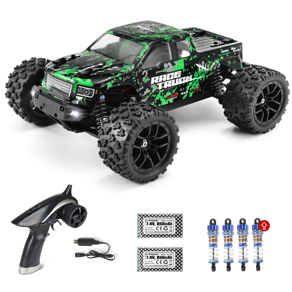 HAIBOXING 18859 (Green) 1/18 Brushed RC Truck with 4pcs Shocks