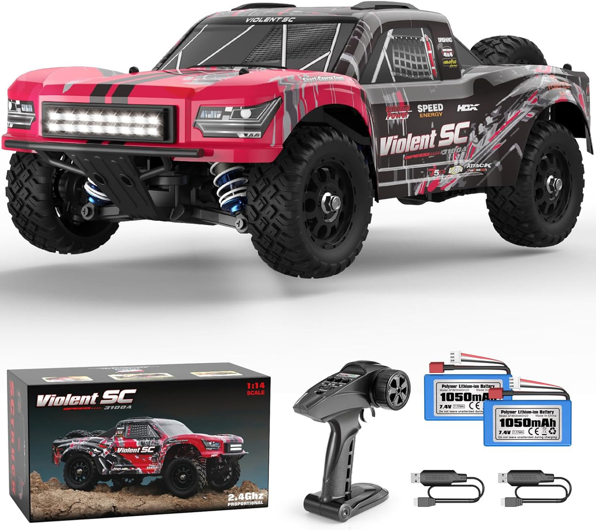 HAIBOXING 3100A 1/14 Brushless RC Short Course with 2 Batteries