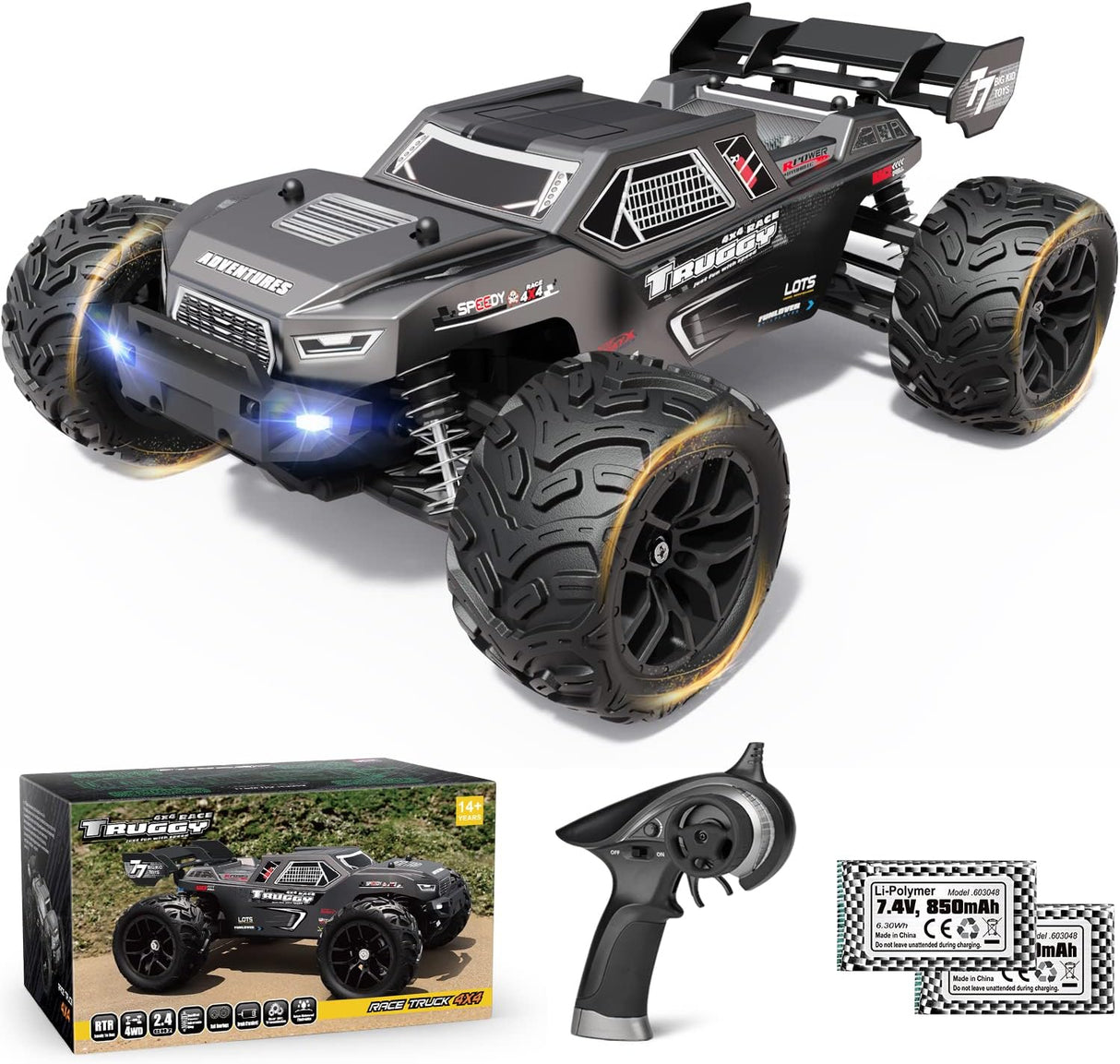 HAIBOXING 1:18 Scale RC Car 18868 36km/h High Speed 4X4 Off-Road Remote Control Truck, Waterproof Electric RC Cars All Terrain Toy Truck for Kid and Adults Two Batteries Supply 40 Mins Playtime