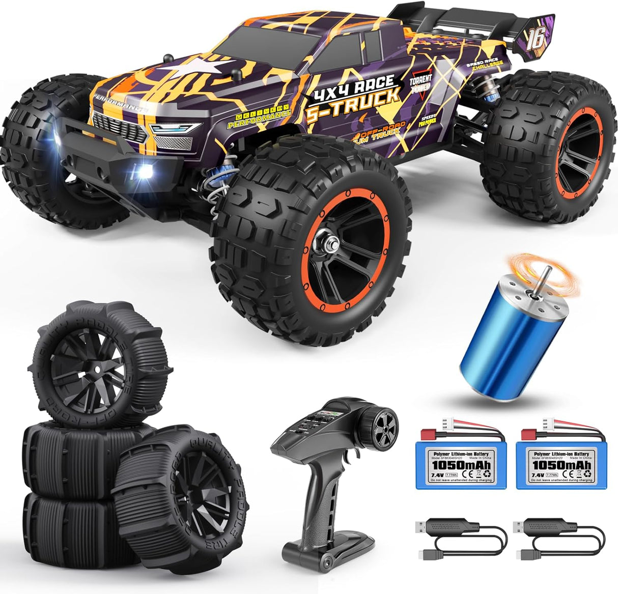 HAIBOXING 16890A(Orange) 1/16 Brushless RC Buggy with 2 Batteries
