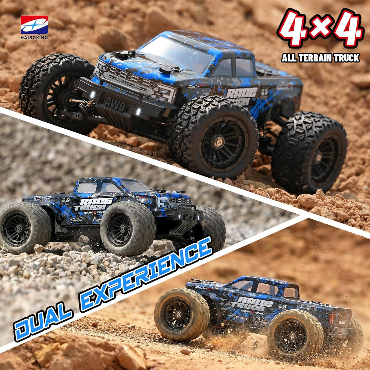 HAIBOXING 18859E(Blue) 1/18 Brushed RC Truck with 2 Batteries
