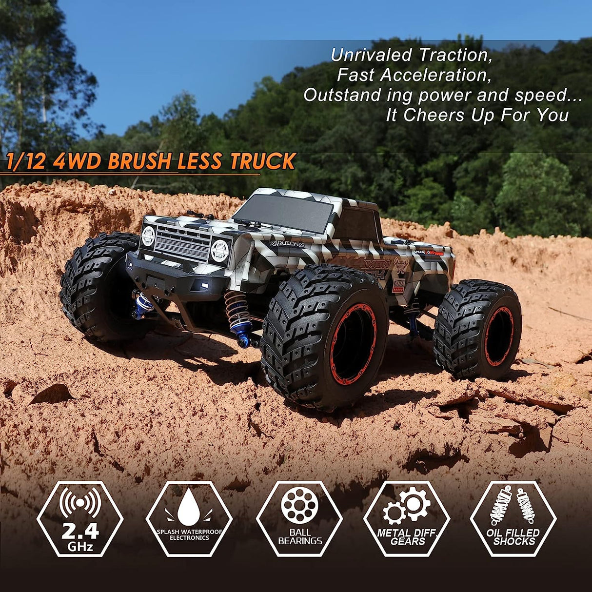 Testing2 copy Do not delete HAIBOXING 1/12 Scale Brushless RC Cars 903A, 4X4 Off-Road RC Monster Truck with Fast Remote Control of 55KM/H Top Speed, Hobby Grade RTR RC Vehicles All Terrain for Adults, Boys