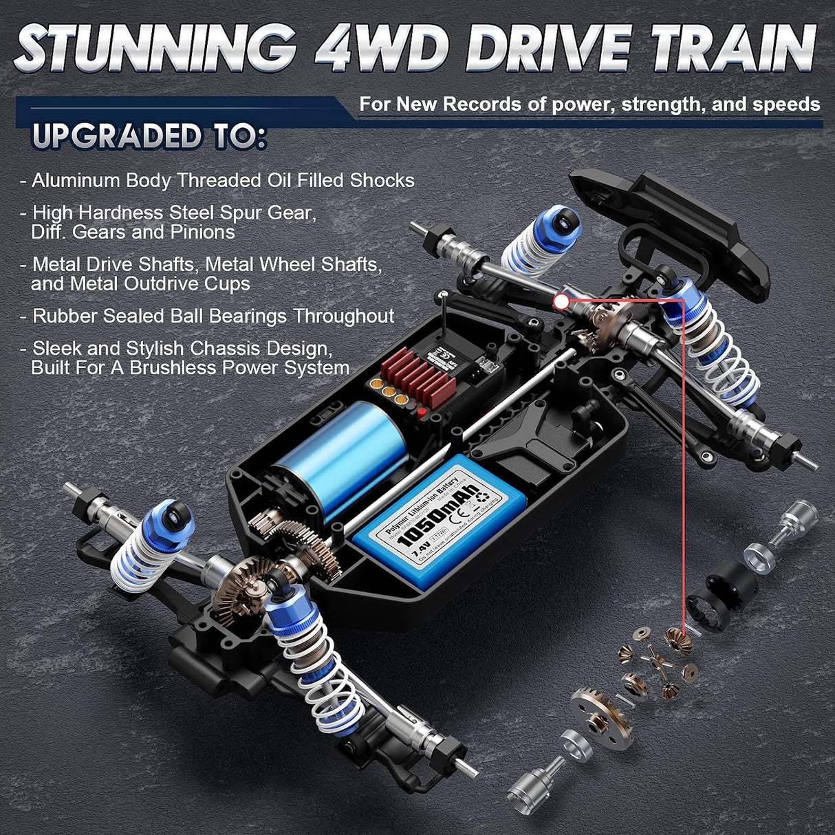 HAIBOXING 16890A(Orange) 1/16 Brushless RC Buggy with 2 Batteries