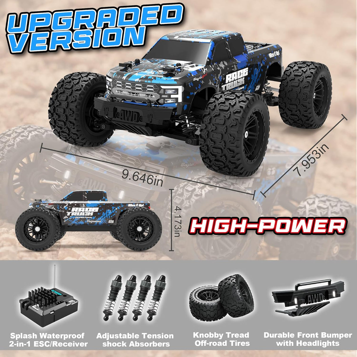 HAIBOXING 18859E(Blue) 1/18 Brushed RC Truck with 2 Batteries