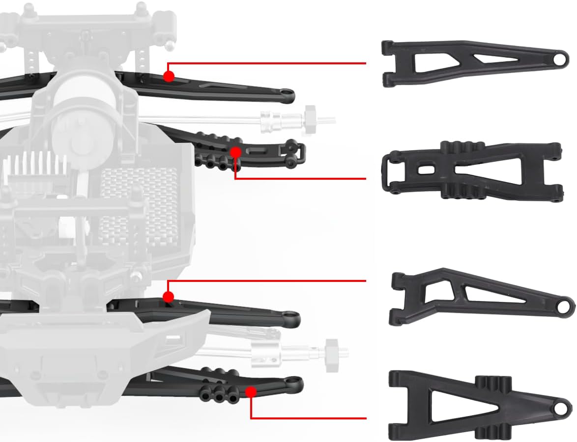 HAIBOXING RC Car Spare Parts Rear Upper/Lower Suspension Arms(Full Set) with Front&Rear Upper and Lower Suspension Arm Hinge Pins Apply to 903 & 903A & 905(90113)