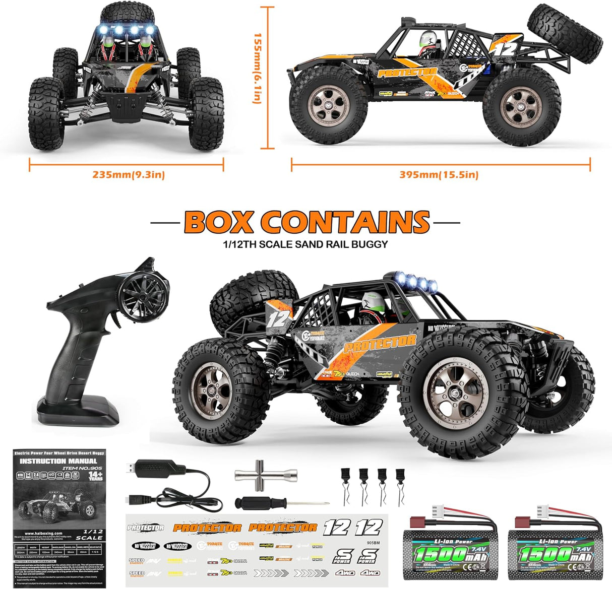 HAIBOXING 905 1/12 Brushed RC Buggy with 2 Batteries