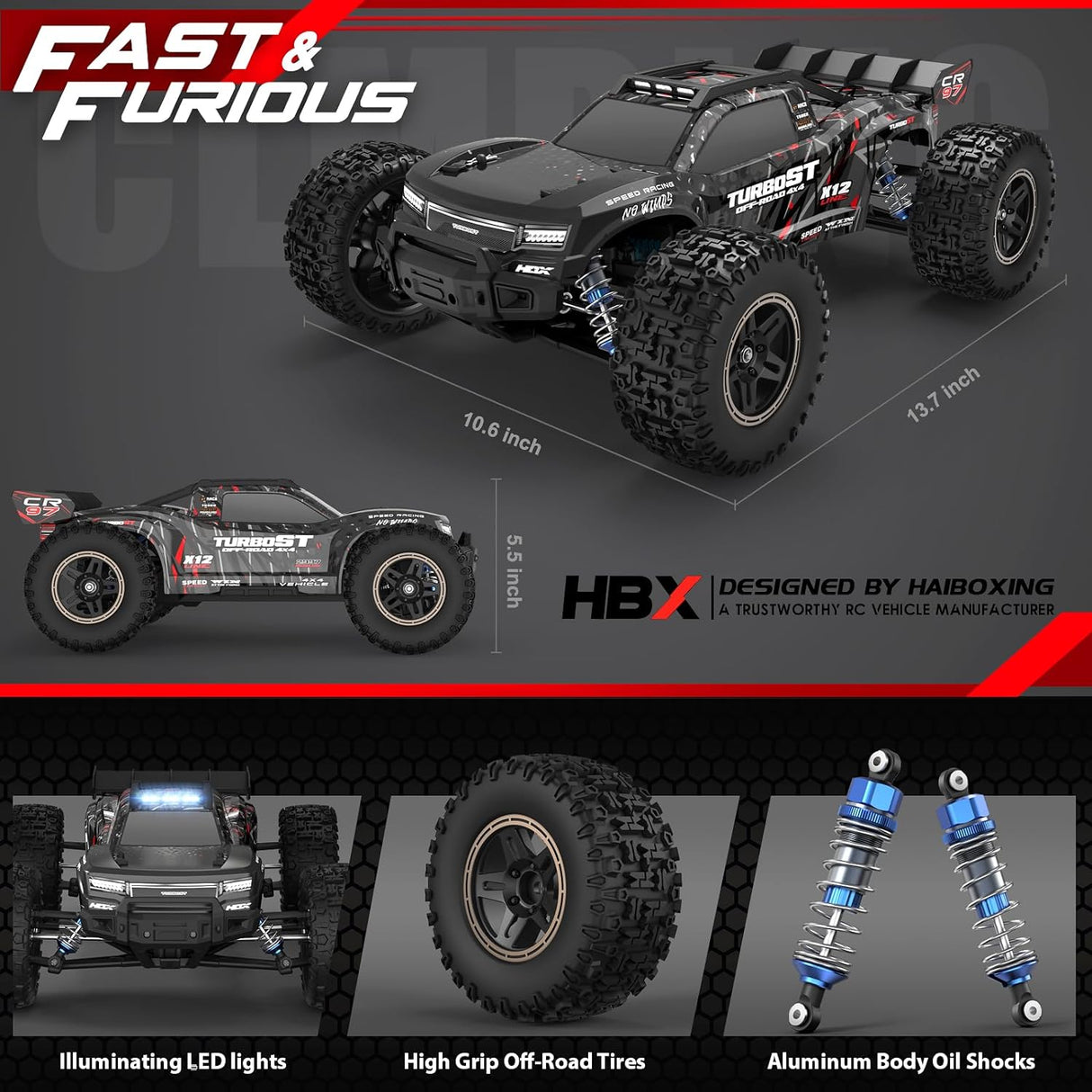 HAIBOXING 2997A 1/12 Brushed RC Buggy with 2 Batteries