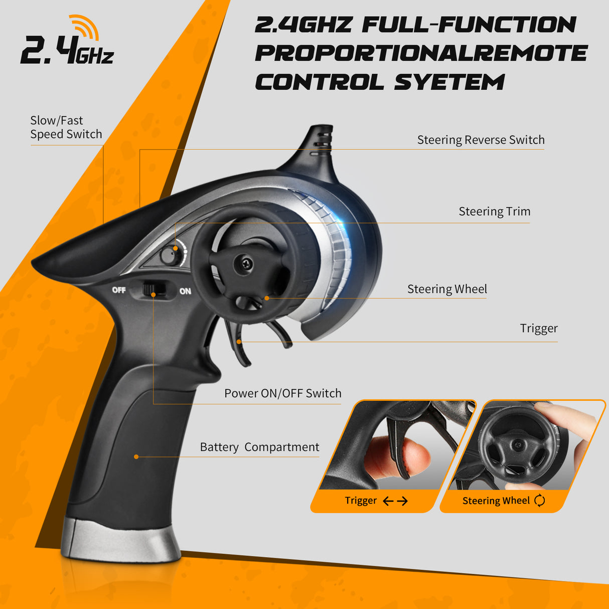 HAIBOXING 18859(Orange) 1/18 Brushed RC Truck with 2 Batteries