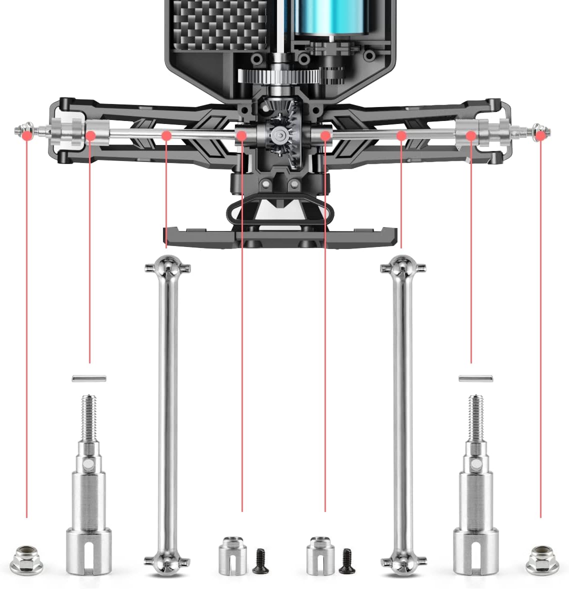 HAIBOXING RC Trucks 1/18 Scale Upgraded Spare Part for 2020 New Version 18859 Metal Rear Drive shafts M1883 & M1885& M1817