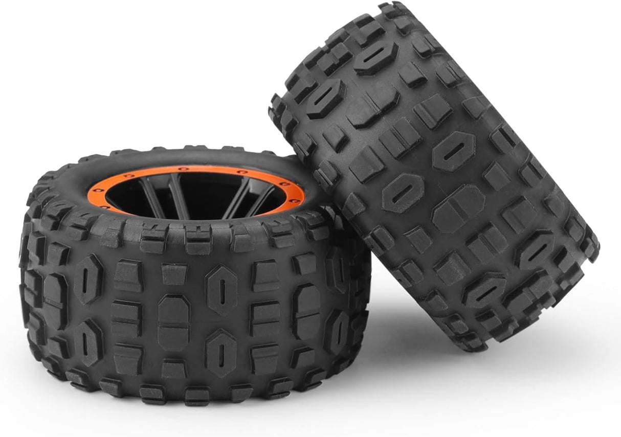 HAIBOXING RC Car Spare Parts Tires,1/16 Remote Control Trucks Replacement Wheels Complete(Front/Rear),High Grip Knobby Tread Tires With Sponge Inserted Apply to 16890A & 16890SA (M16821)
