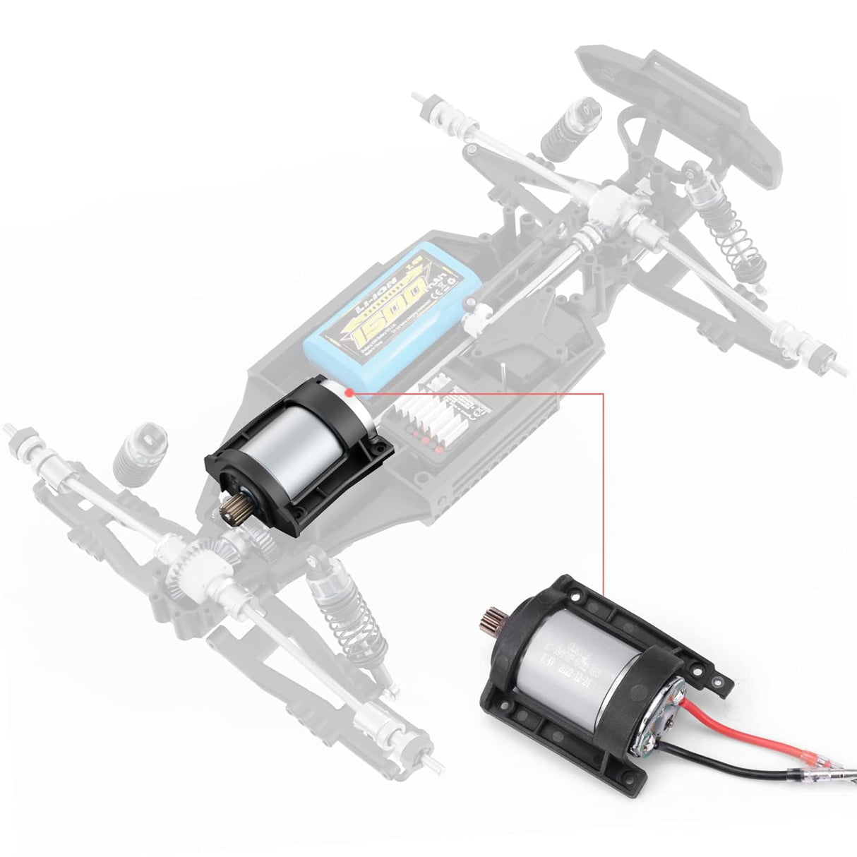 HAIBOXING 1/12TH Scale RC Cars Spare Parts, Remote Control Truck Brushed Motor 390 with Motor Pinion Apply to 903&905 (90125&90128)