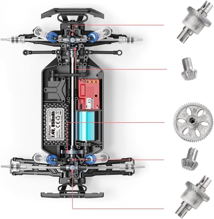 HAIBOXING RC Cars Spare Parts Metal Spur Gear Drive Pinions and Diff Complete Apply to 18859A & 2021 New Version 18859 M1901 M1902