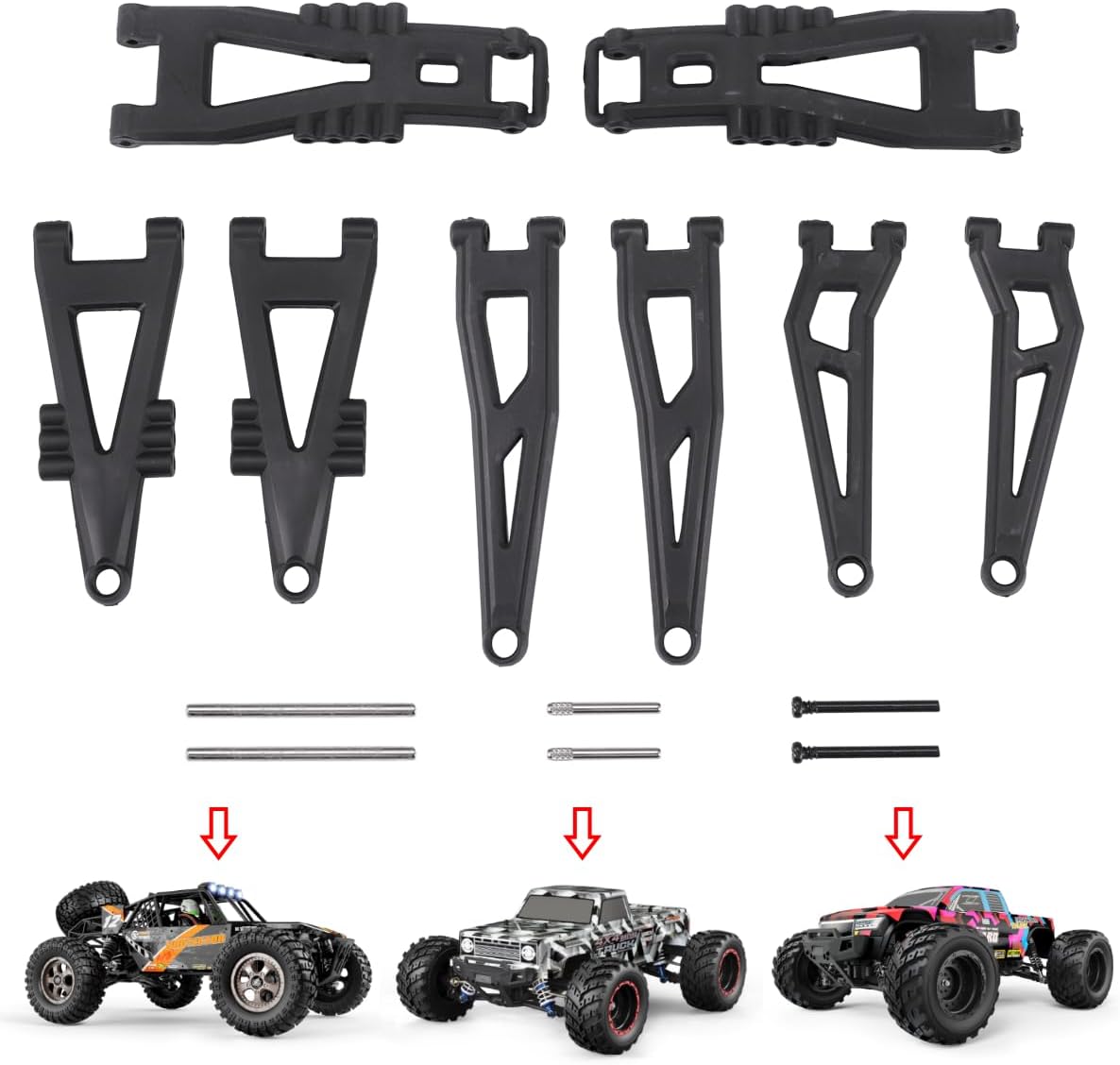 HAIBOXING RC Car Spare Parts Rear Upper/Lower Suspension Arms(Full Set) with Front&Rear Upper and Lower Suspension Arm Hinge Pins Apply to 903 & 903A & 905(90113)