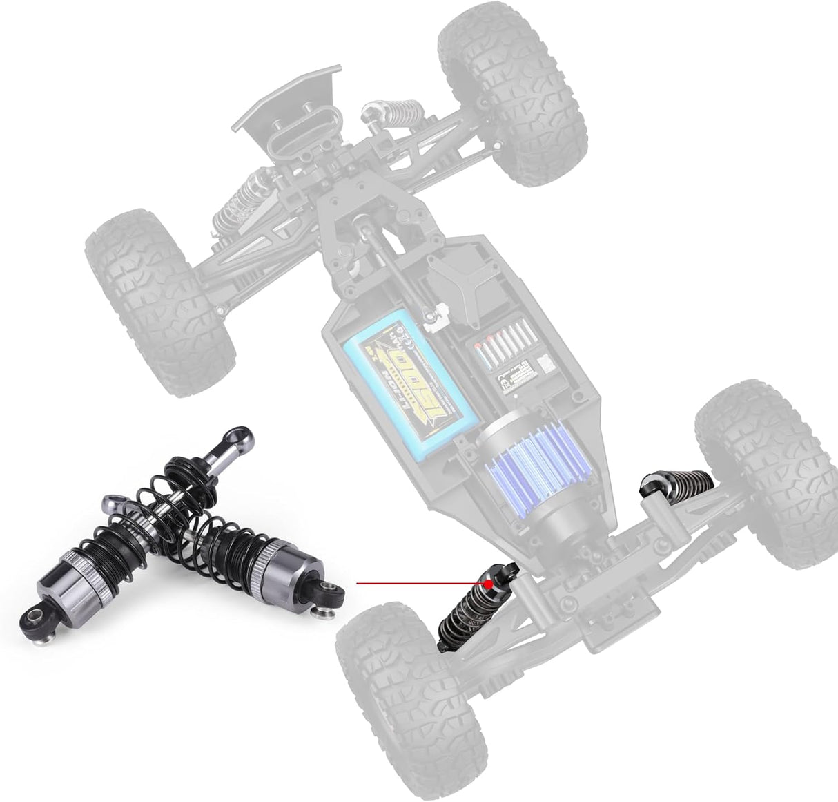 HAIBOXING RC Car Protector 1/12 Scale Accessories Aluminum Capped Oil Rear Shocks Apply to HBX 903& 905 & 12815(90201R)