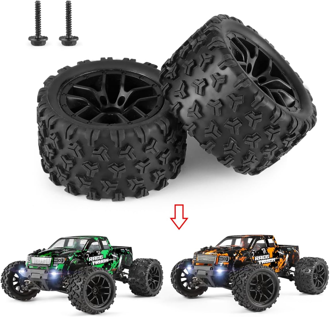 RC Car Spare Parts Truck Wheels Complete(Front/Rear) 2pcs Apply to 2020 New Version 18859 M1820