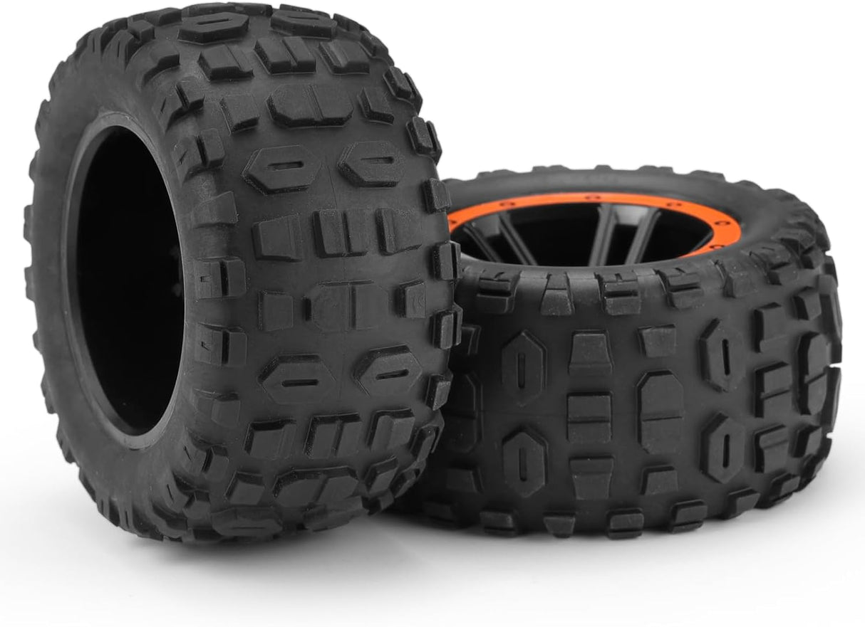 HAIBOXING RC Car Spare Parts Tires,1/16 Remote Control Trucks Replacement Wheels Complete(Front/Rear),High Grip Knobby Tread Tires With Sponge Inserted Apply to 16890A & 16890SA (M16821)