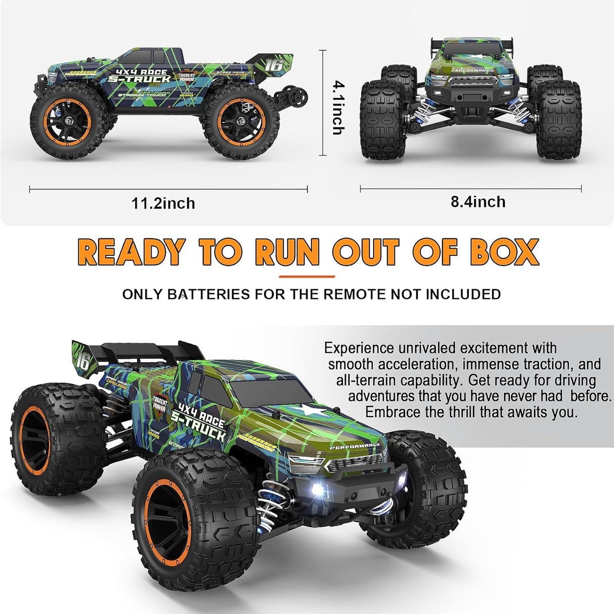 HAIBOXING 16890SA(Green) 1/16 Brushless RC Buggy with 2 Batteries