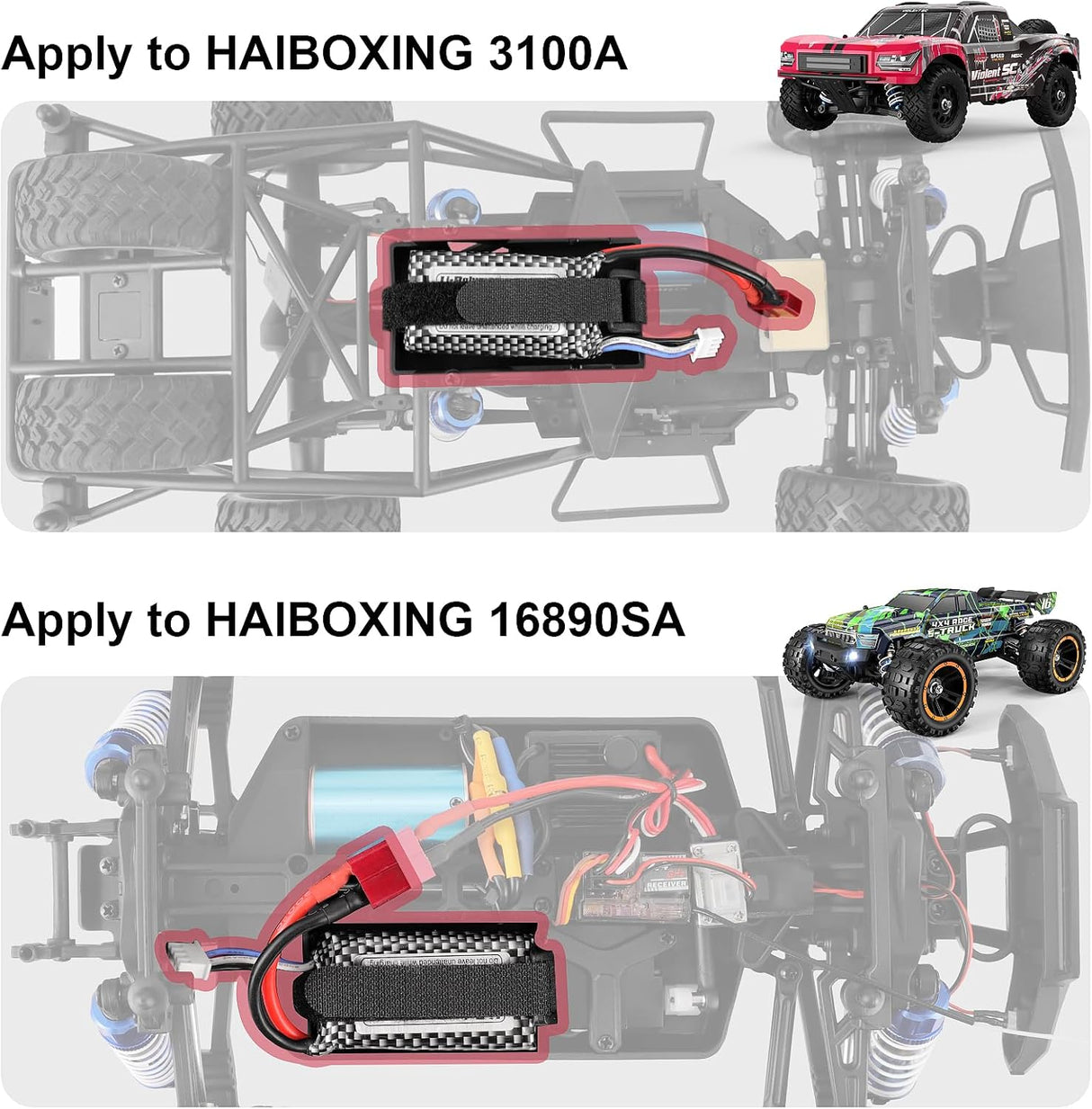 HAIBOXING Brushless RC Cars 3S Polymer Lithium-ion battery HPY 703462,1/16th 1/14 Scale Spare Parts 11.1V, 1300mAh, 14.43Wh RC Truck Upgraded Batteries Apply to 16890SA & 3100A(11113S)