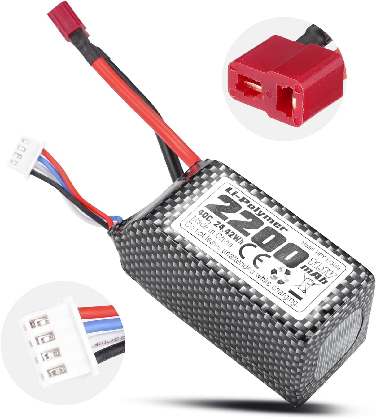 HAIBOXING Brushless RC Cars 3S Polymer Lithium-ion battery HPY 133465,1/16th 1/12 Scale Spare Parts 11.1V, 2200mAh, 24.42Wh RC Truck Upgraded Batteries Apply to 2997A & 3100A(11122S)