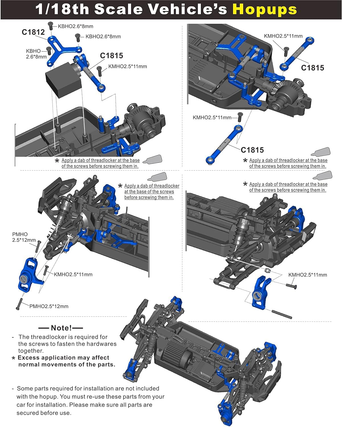 HAIBOXING RC Cars Metal Spare Parts, 1/18 RC Trucks Replacement Parts Apply to 2021 New Version 18858 & 18859 &18859A