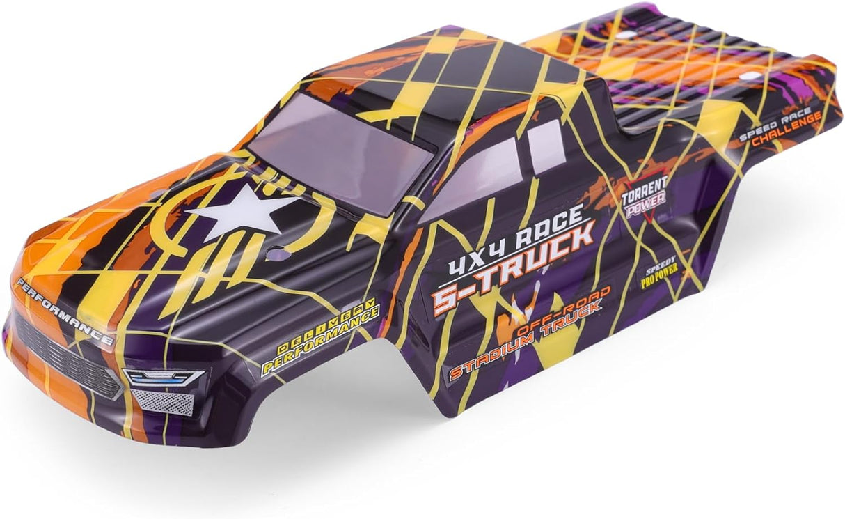 HAIBOXING Brushless 1/16TH RC Cars Spare Parts, RC Trucks Body Shell Yellow & Purple Apply to 16890A,4 X4 Race S-Truck Body(M16820)