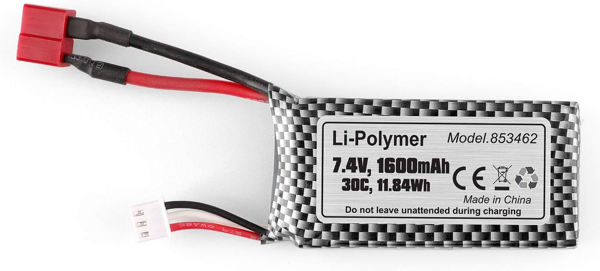 Pièces détachées pour voitures radiocommandées HAIBOXING à l'échelle 1/12 : Batterie Li-po souple 7,4 V 1 600 mAh (T2119) compatible avec les modèles HBX 2995, 905, 903 et 903A.