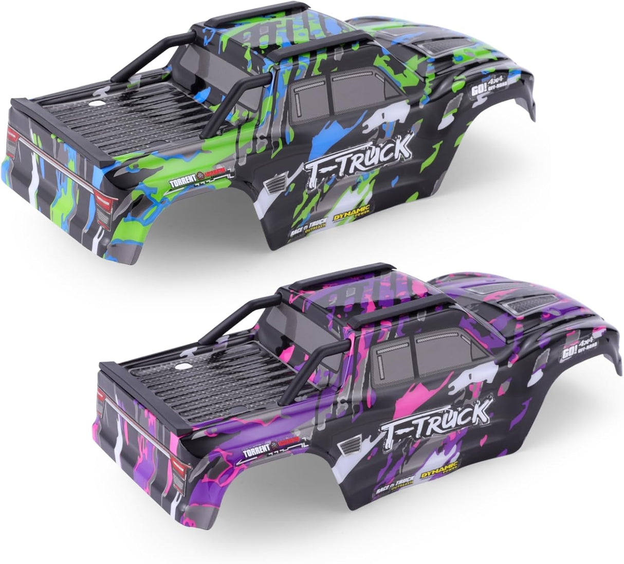 HAIBOXING Brushless RC Cars Spare Parts, 1/18 Car Body Shell 2pcs Green and Purple Apply to 18859A,2022 New Versions with The Body Roof Cage M2005 (M2001 & M2002)