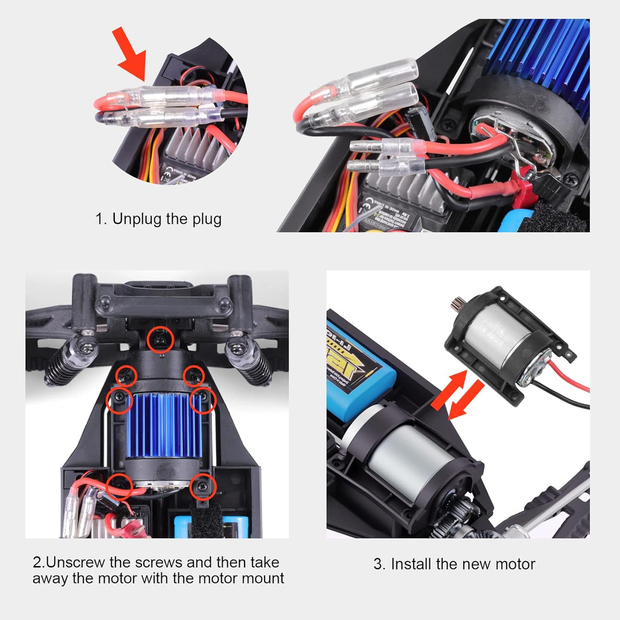 HAIBOXING 1/12TH Scale RC Cars Spare Parts, Remote Control Truck Brushed Motor 390 with Motor Pinion Apply to 903&905 (90125&90128)