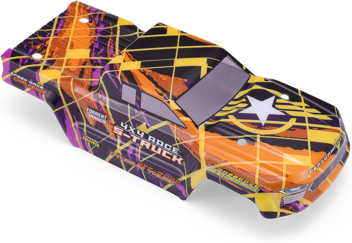 HAIBOXING Brushless 1/16TH RC Cars Spare Parts, RC Trucks Body Shell Yellow & Purple Apply to 16890A,4 X4 Race S-Truck Body(M16820)