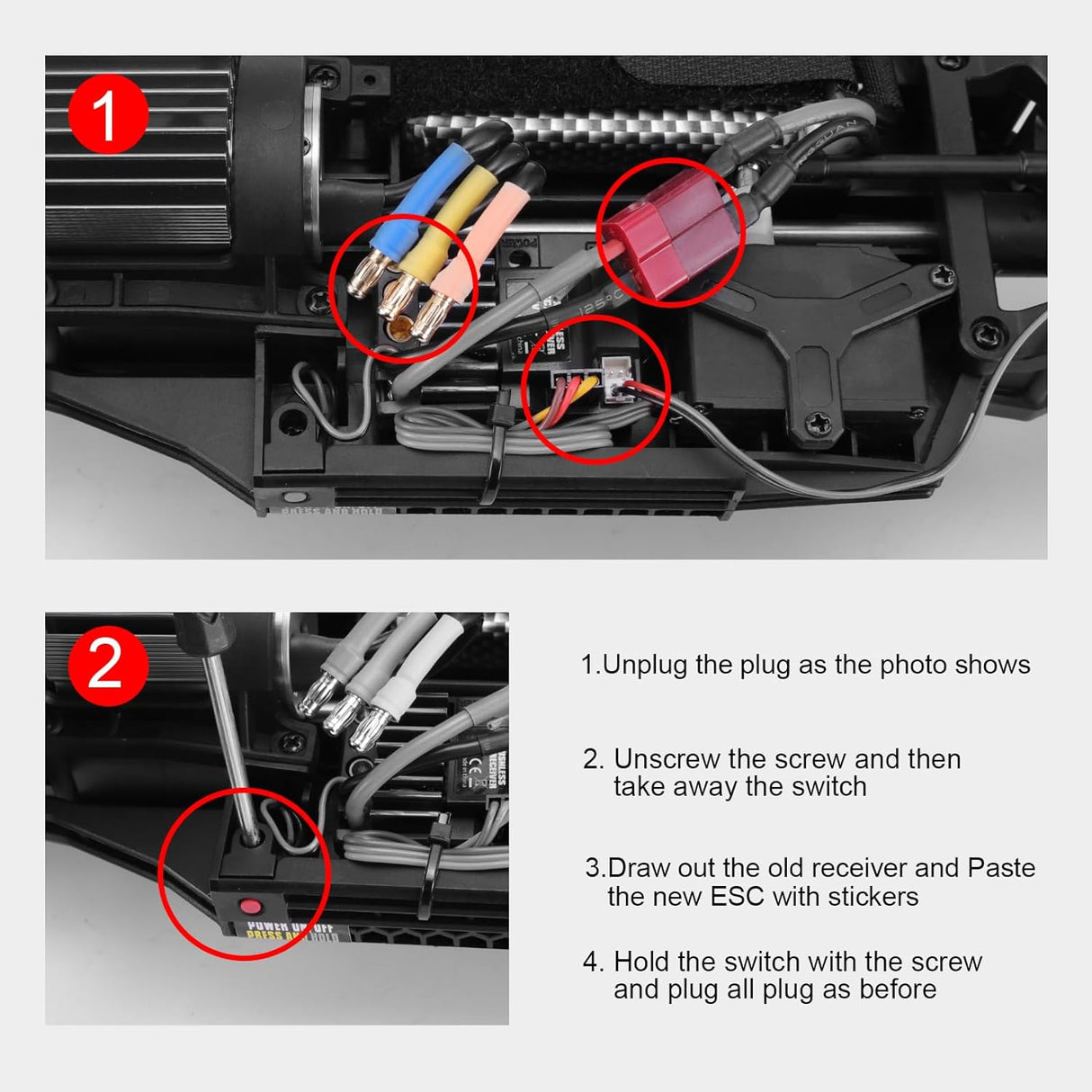 HAIBOXING 1/12TH Scale RC Cars903A, RC Truck Spare Parts Waterproof Brushless ESC/Receiver Apply to 903A (90208)