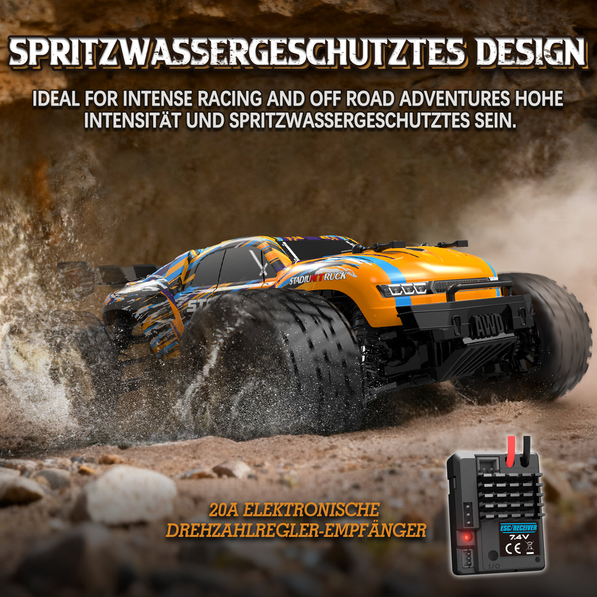 HAIBOXING 18858E(Orange) 1/18 Brushed RC Buggy with 2 Batteries