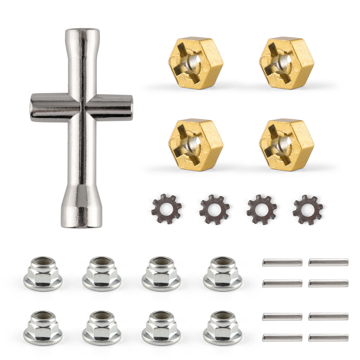 (T2121+T002+H022+M2006) HAIBOXING 1/18 Scale RC Cars Spare Parts Apply for HBX 18859A Metal Wheel Hex. with Wheel Flange Lock Nut T002 T2121