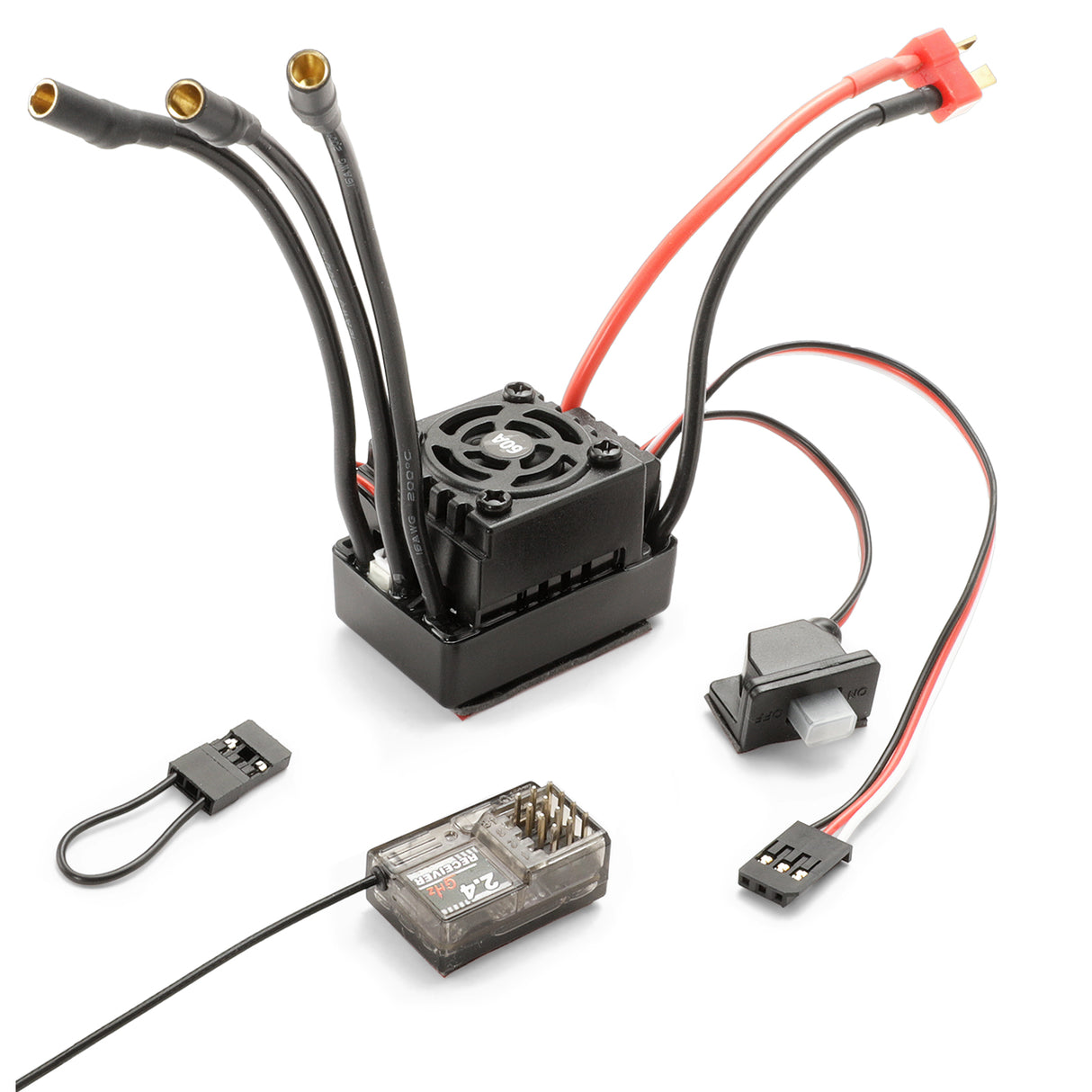 HAIBOXING 1/12TH Scale RC Car Spare Parts, Brushless Remote Control Truck Replacement 60A Brushless ESC and 2.4GHz Receiver w/Bind Plug Apply to 2997A(T2704 & E780)