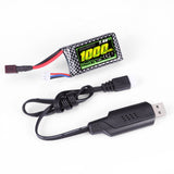 HAIBOXING RC-Car T-Stecker 7,4V 1000mAh Li-Po Akku, wiederaufladbar, passend für 18859, 18858, 18868, 18859A, 16889 und 16890A, 2 Stück Akkus mit USB-Ladegerät (18859E-E001 und M16150) 