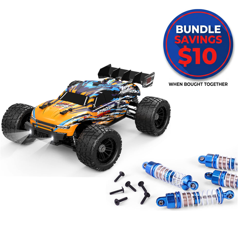 HAIBOXING 18858E  (Orange)  & 18HOP1: 1/18 RC Truck with Full Metal Oil-Filled Shock Upgrade Set