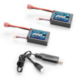 HAIBOXING RC Car Battery, 7.4V 850mAh Li-PO Rechargeable Battery Apply for 1/18 RC Trucks 18859E & 18858E  & 18856E 2pcs T Plug Batteries with USB Charger (P1849)