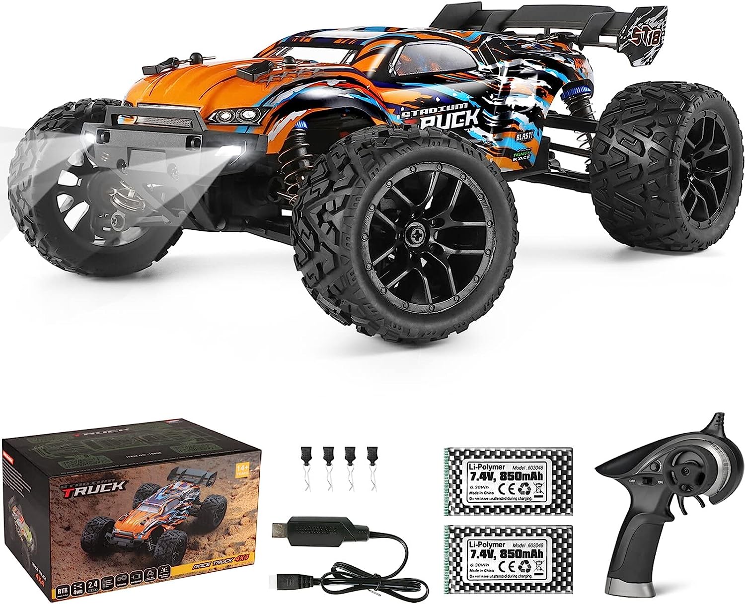 HAIBOXING 18858 (Orange) 1/18 Brushed RC Buggy with 2 Batteries