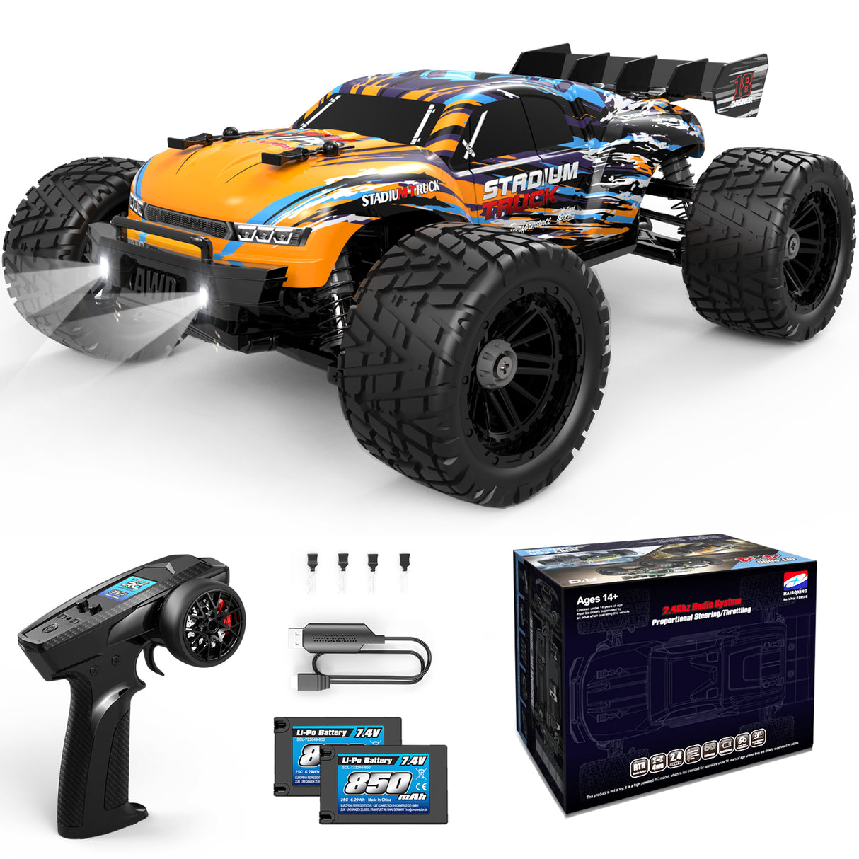 HAIBOXING 18858E(Orange) 1/18 Brushed RC Buggy with 2 Batteries