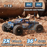 HAIBOXING 18859E(Blue) 1/18 Brushed RC Truck with 2 Batteries