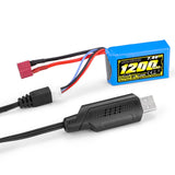 HAIBOXING RC Car T Plug 7.4V 1200mAh Li-PO Rechargeable Battery Apply for 16890A &16890SA & 3100A 2 Pack Batteries with USB Charger(18859E-E001 and E782)