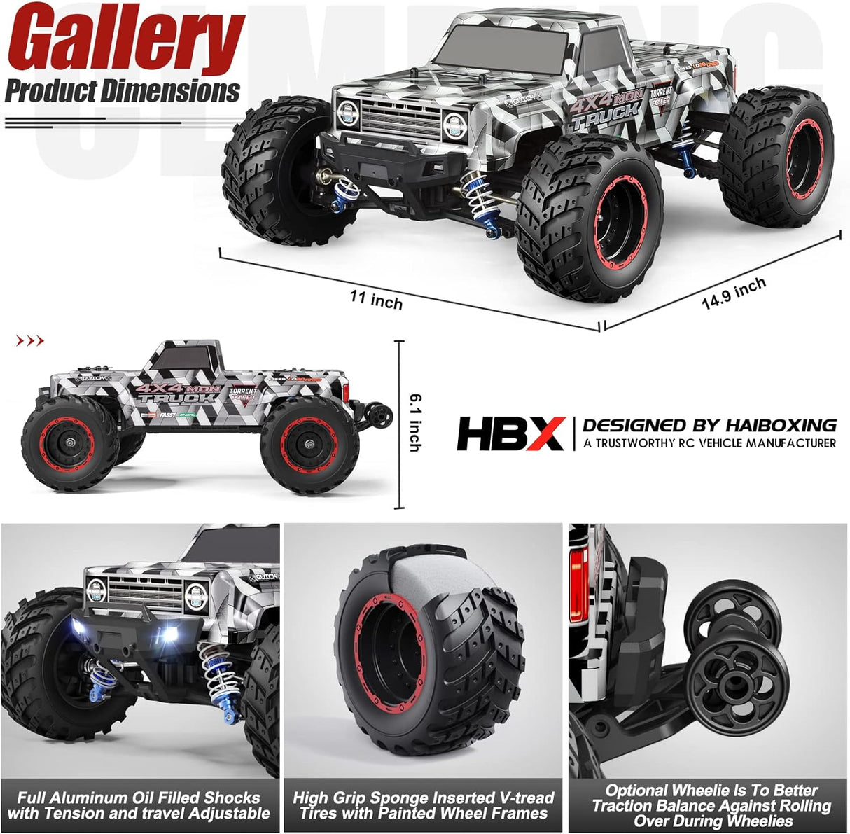 HAIBOXING 903A 1/12 Brushless RC Truck with 2 Batteries