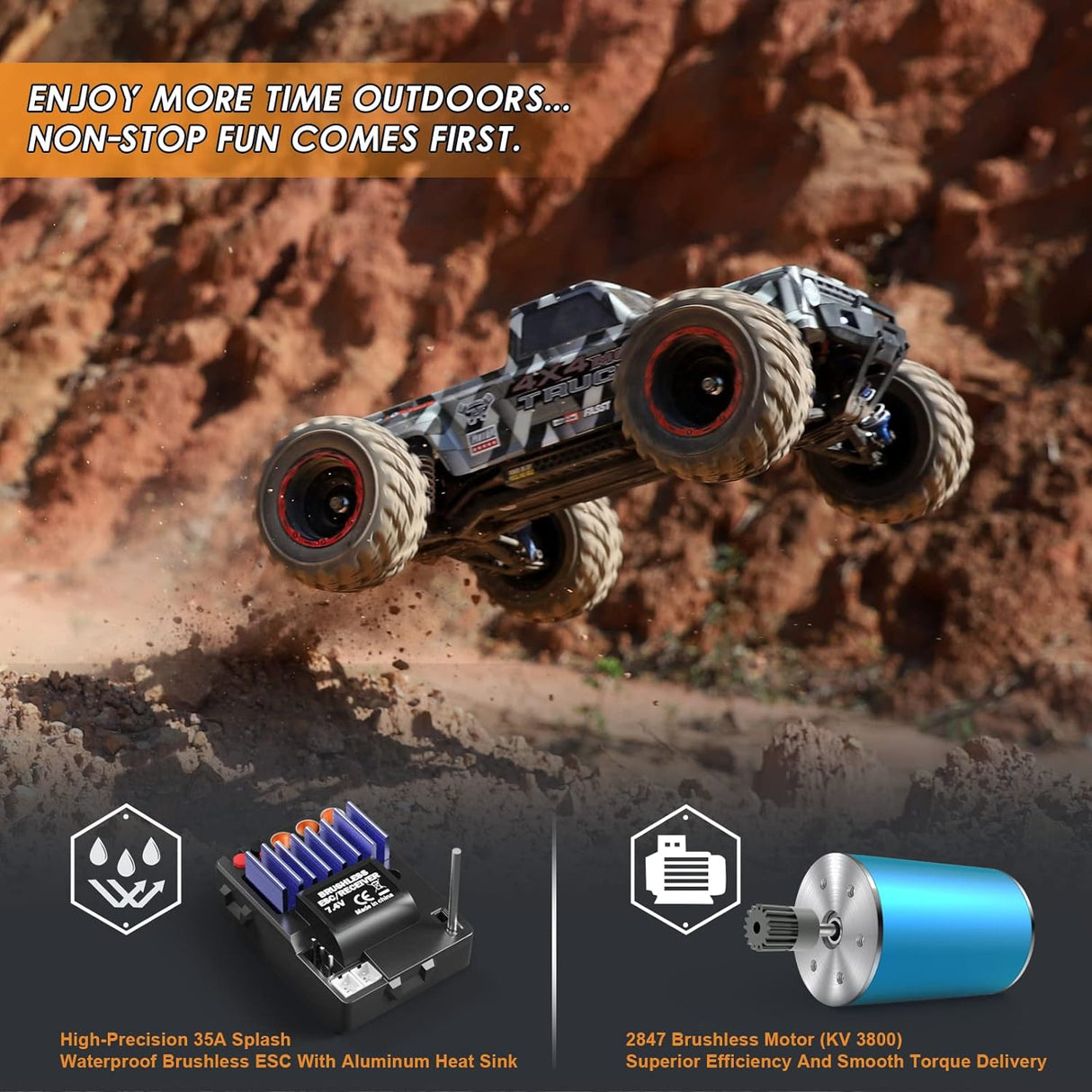 HAIBOXING 903A 1/12 Brushless RC Truck with 2 Batteries