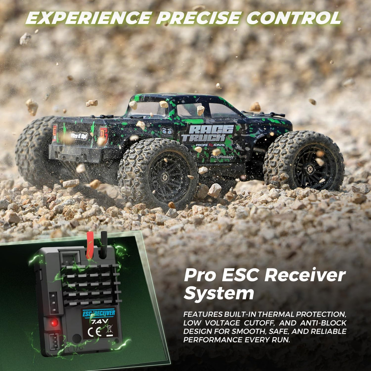 HAIBOXING 18859E(Green) 1/18 Brushed RC Truck with 2 Batteries