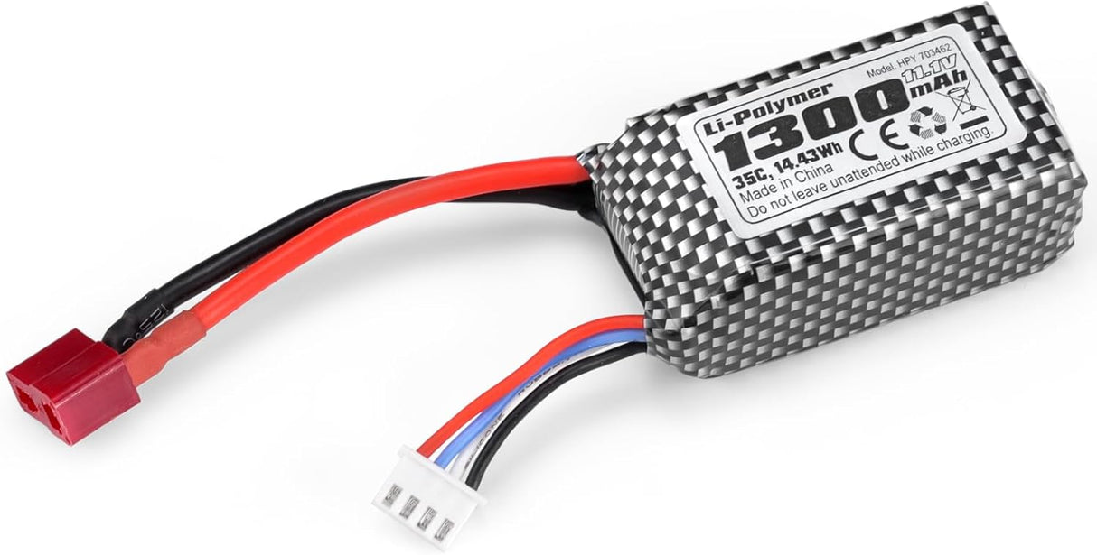 HAIBOXING Brushless RC Cars 3S Polymer Lithium-ion battery HPY 703462,1/16th 1/14 Scale Spare Parts 11.1V, 1300mAh, 14.43Wh RC Truck Upgraded Batteries Apply to 16890SA & 3100A(11113S)