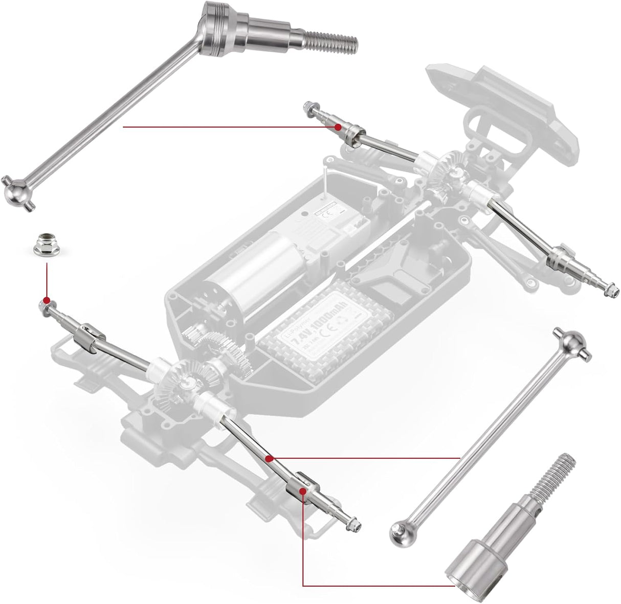 HAIBOXING RC Car Spare Parts Metal Front Universal Drive Shafts and Rear Drive Shafts Apply to 16889 & 16890A & 16889A(M16105 & M16106 & M16107)