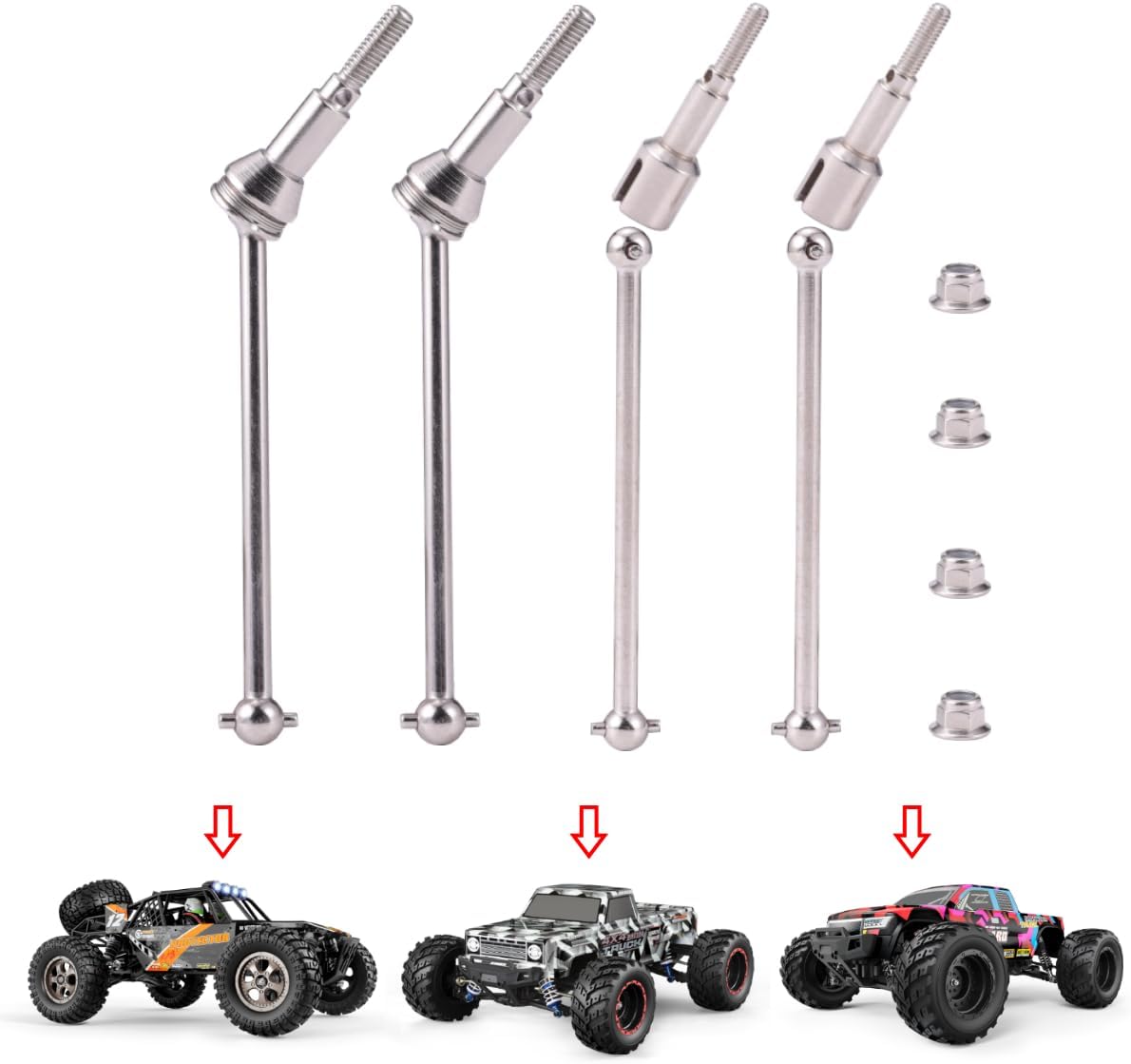 HAIBOXING RC Car Spare Parts Metal Front Universal Drive Shafts and Rear Drive Shafts Apply to 903 & 903A & 905(90205 & 90206 & 90207)
