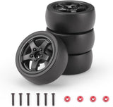 HAIBOXING RC Drift Car Spare Parts,1/18 Remote Control replacement Drift Wheels Complete(Front/Rear) 4pcs with Wheel Rings Apply to 2196 & 2197(29012)